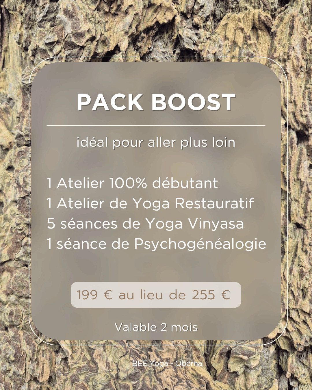 Tarif Pack Boost Bee Yoga Obernai